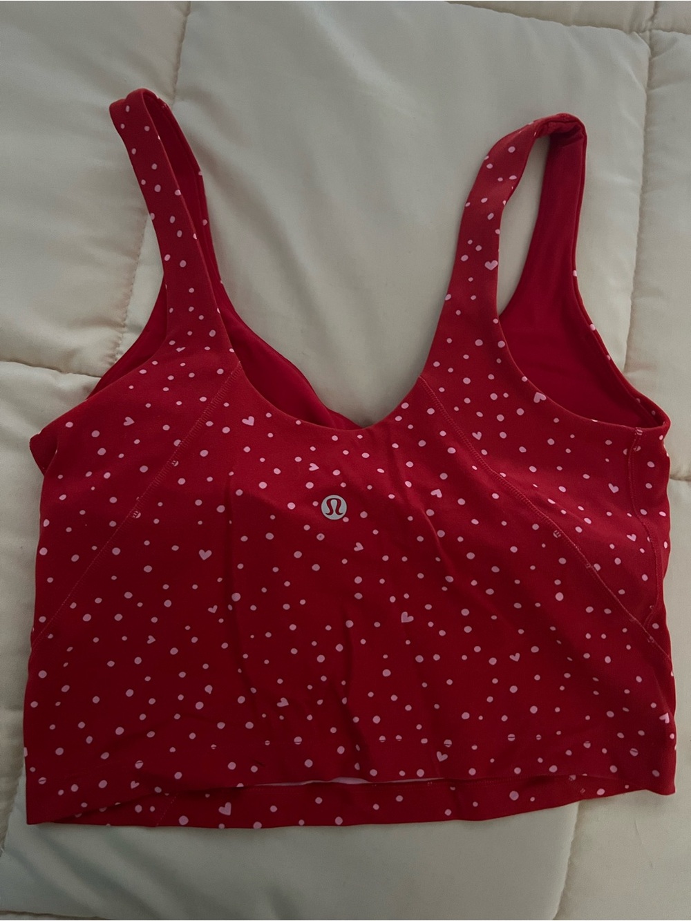 Lululemon Red Polka Dot Heart Crop Align Tank - Picture 3 of 4